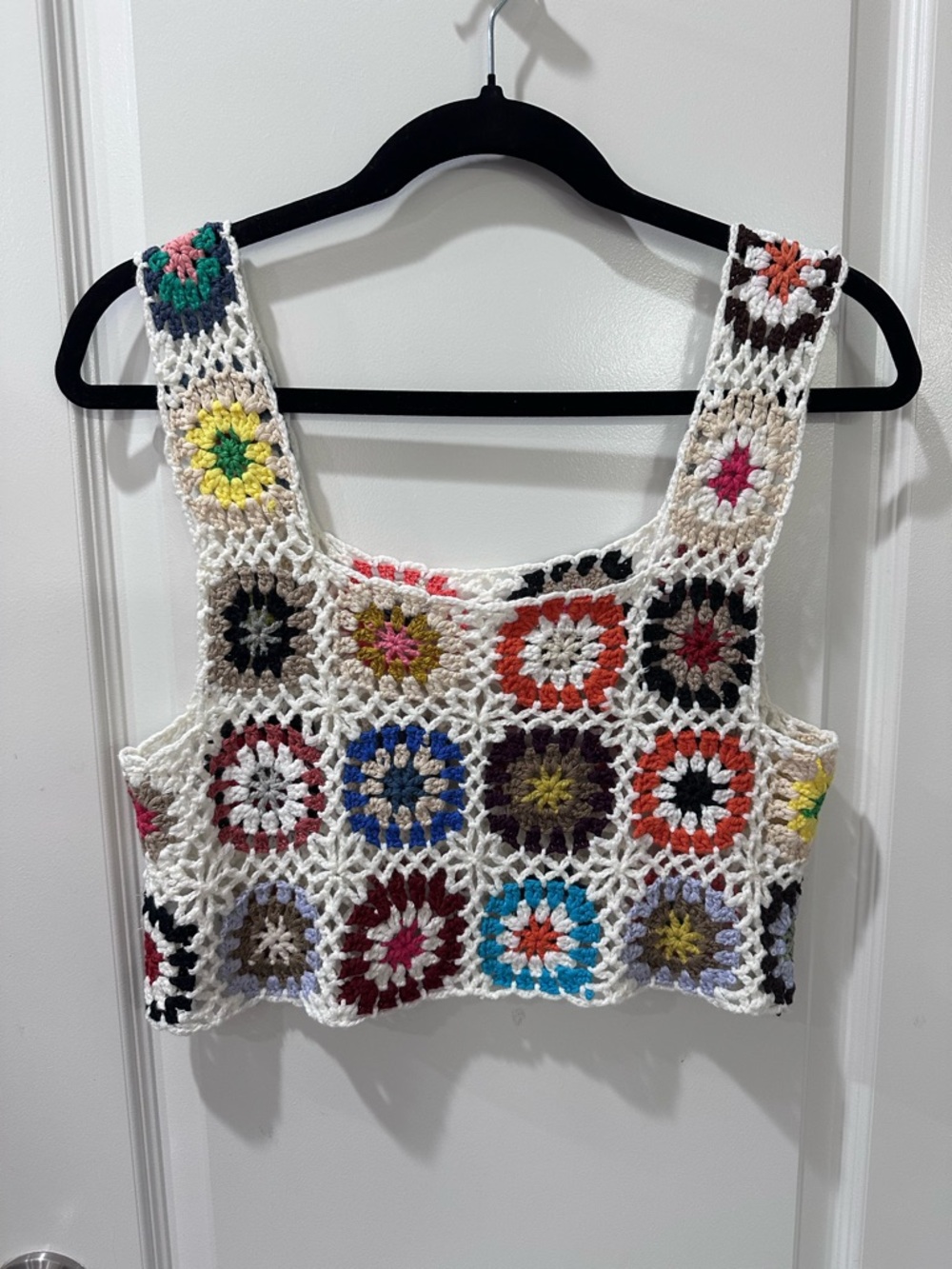 SHEIN Granny Square Brightly Colored Crochet Crop Tank - One Size